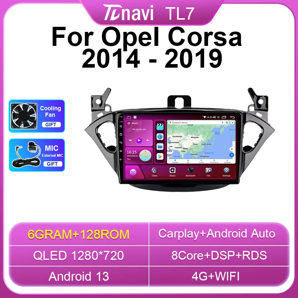 for Opel Corsa E 2014-2019 Car Radio CarPlay Audio Multimedia Android GPS Screen
