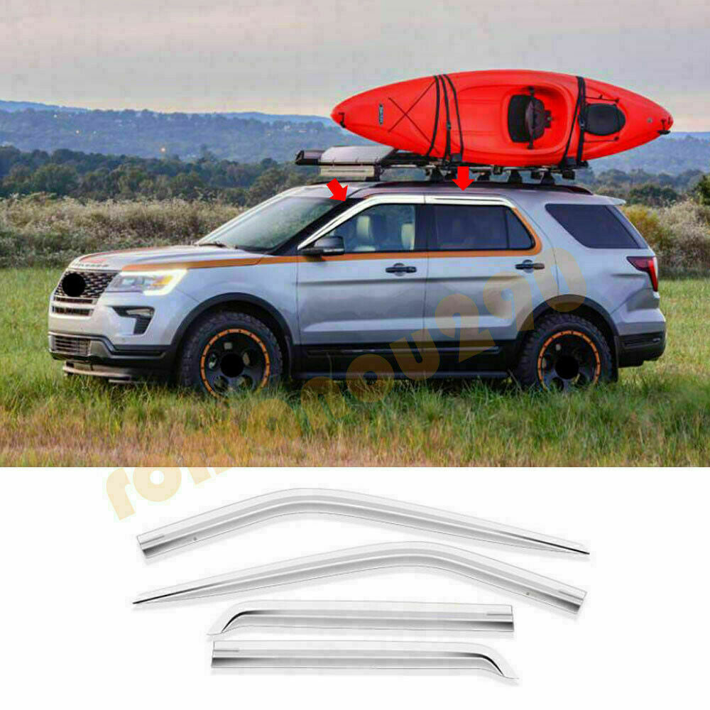 for Ford Explorer 2011-19 Chrome Window Visors Vent Rain Guard Shield Deflector