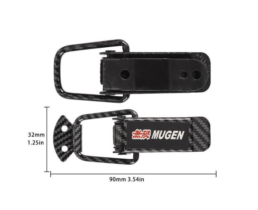 2-Piece Car Bumper Rear Trunk Fender Cover Clip Lock by Mugen Carbon Fiber for Honda for Acura