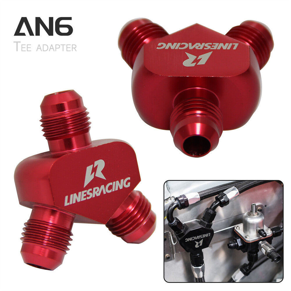 AN6 AN6 9/16-18UNF 3 Way Y Block Car Aluminum Fittings Adapter Universal Red 2