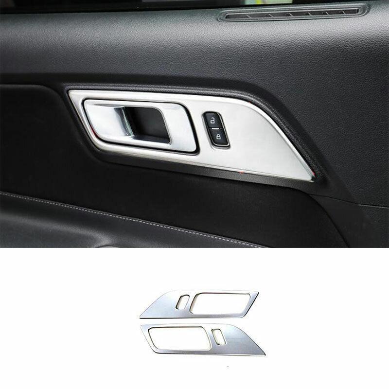 Fit for Ford for Mustang 2015-2022 Silver Steel Interior Door Handle Cover Trim 2PCS