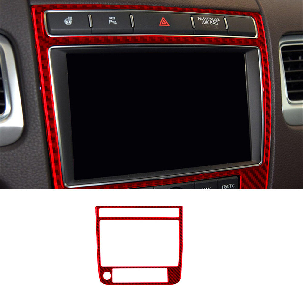 Red Carbon Fibre Navigation Frame Trim Type A for Vw Touareg 2011-2018