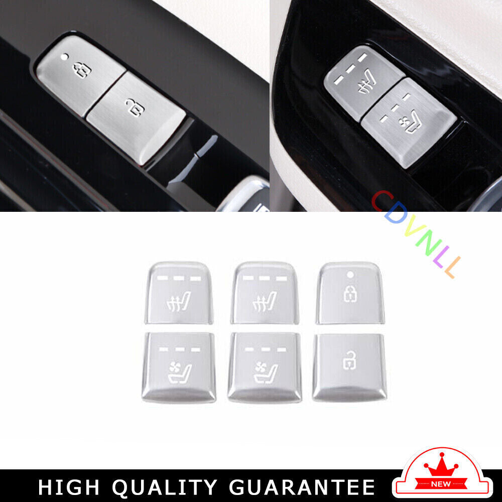 for Seat Door Lock Button Sticker Decor for Kia Carnival 2022-2023 Silver Aluminum