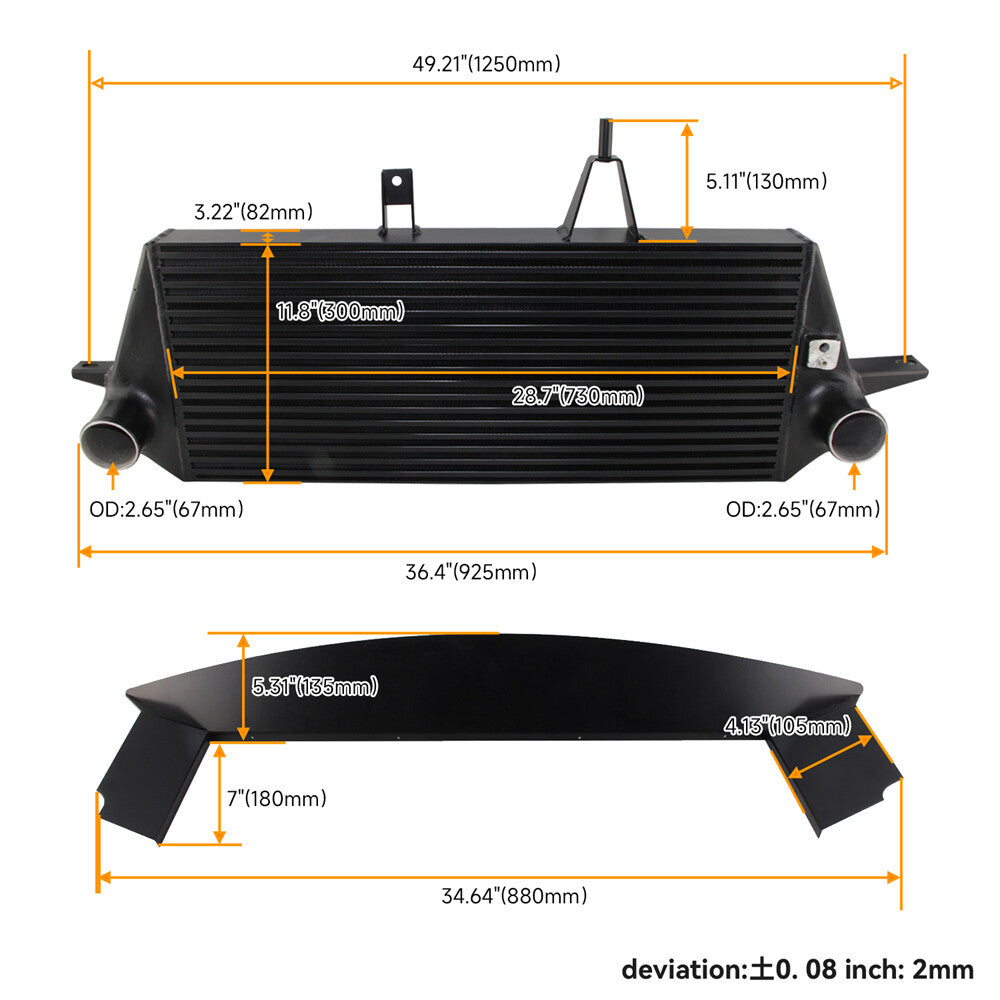 Performance Intercooler for Ford Focus MK2 MK II RS / RS500 2009-2010 Black