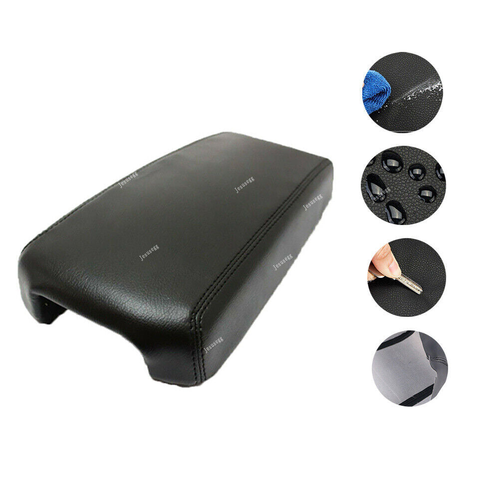 Microfiber Leather Console Lid Armrest Cover for Nissan Altima 2013-2018 Black