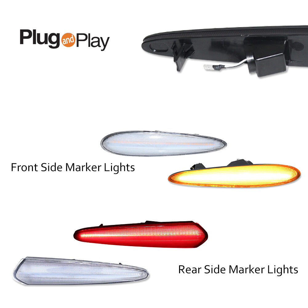 for Nissan Maxima 2000 - 2003, transparent lens LED side marker light front and rear kit 4X