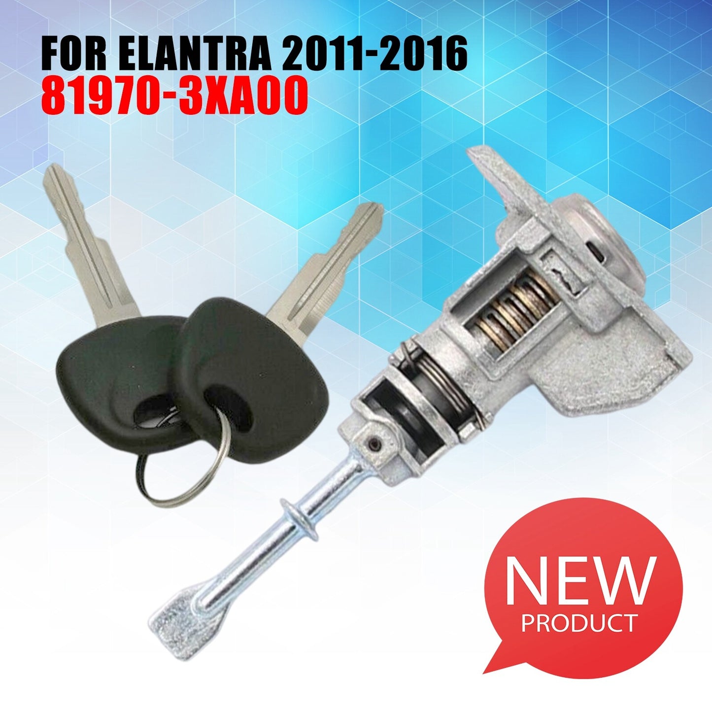 Door Lock Cylinder FL Driver Side W/2 Keys for Elantra 2011-2016 81970-3XA00 AT