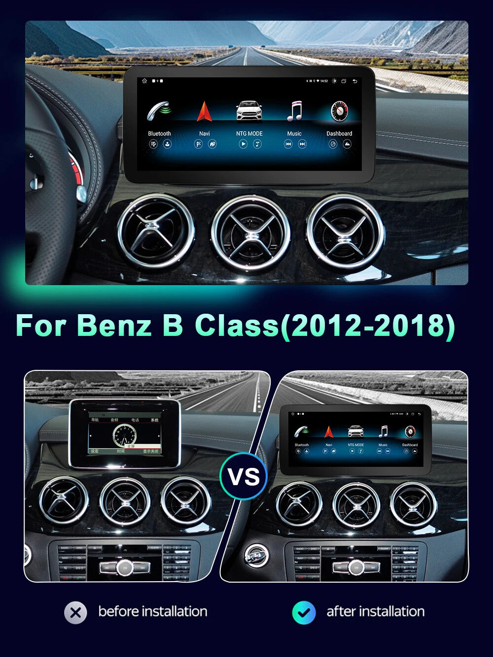 for Mercedes for Benz B Class 2012-2018 Stereo Car Radio CarPlay GPS Navi Multimedia