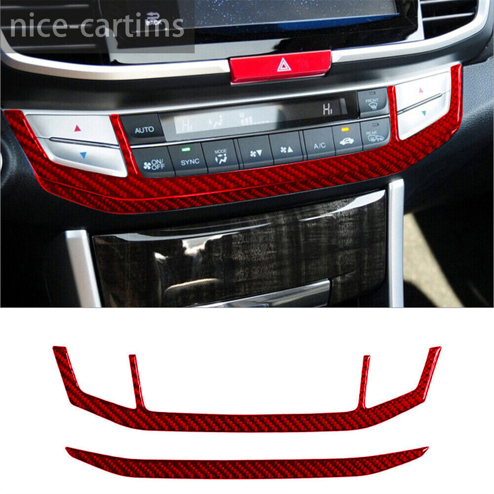 Red Carbon Center Console Air Condition AC Panel Trim for Honda Accord 2013-2017