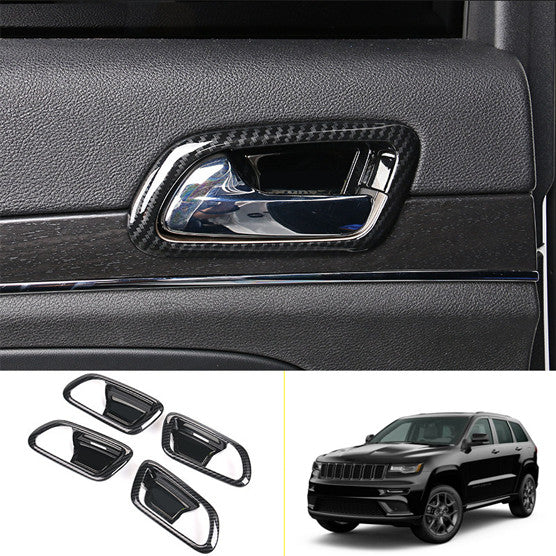 Carbon fiber interior door handle cup cover trim for Jeep Grand Cherokee 11 - 2020