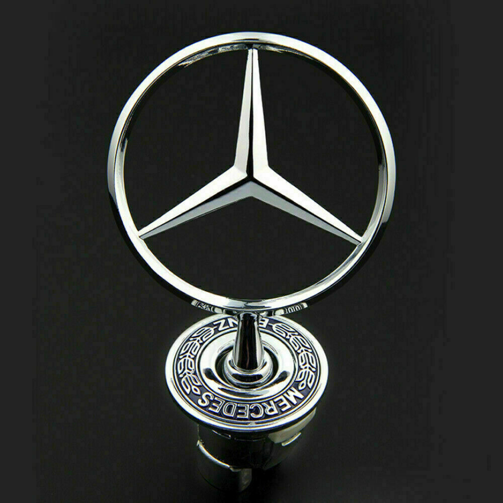 The chrome star-shaped emblem badge is suitable for Mercedes-Benz C-Class, E-Class, and S-Class vehicles.