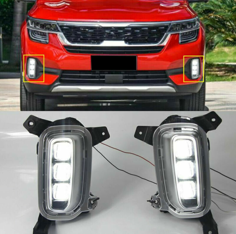 for Kia Seltos 2020-2023 LED DRL Daytime Running Lights Turn Signal Fog Lamps
