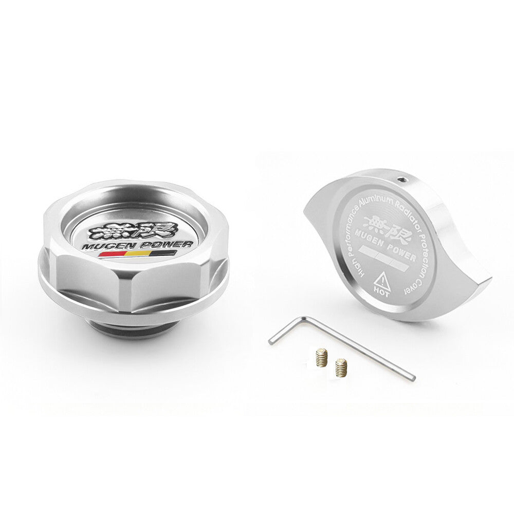 Silver JDM Aluminum Racing Engine Oil Filler Cap+ Radiator Cap for Honda for Acura