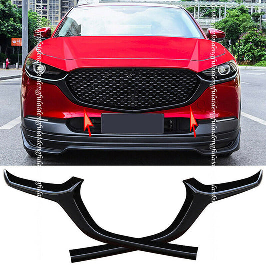 Glossy Black Front Bumper Grille Side Molding Covers for Mazda CX-30 2020-2022