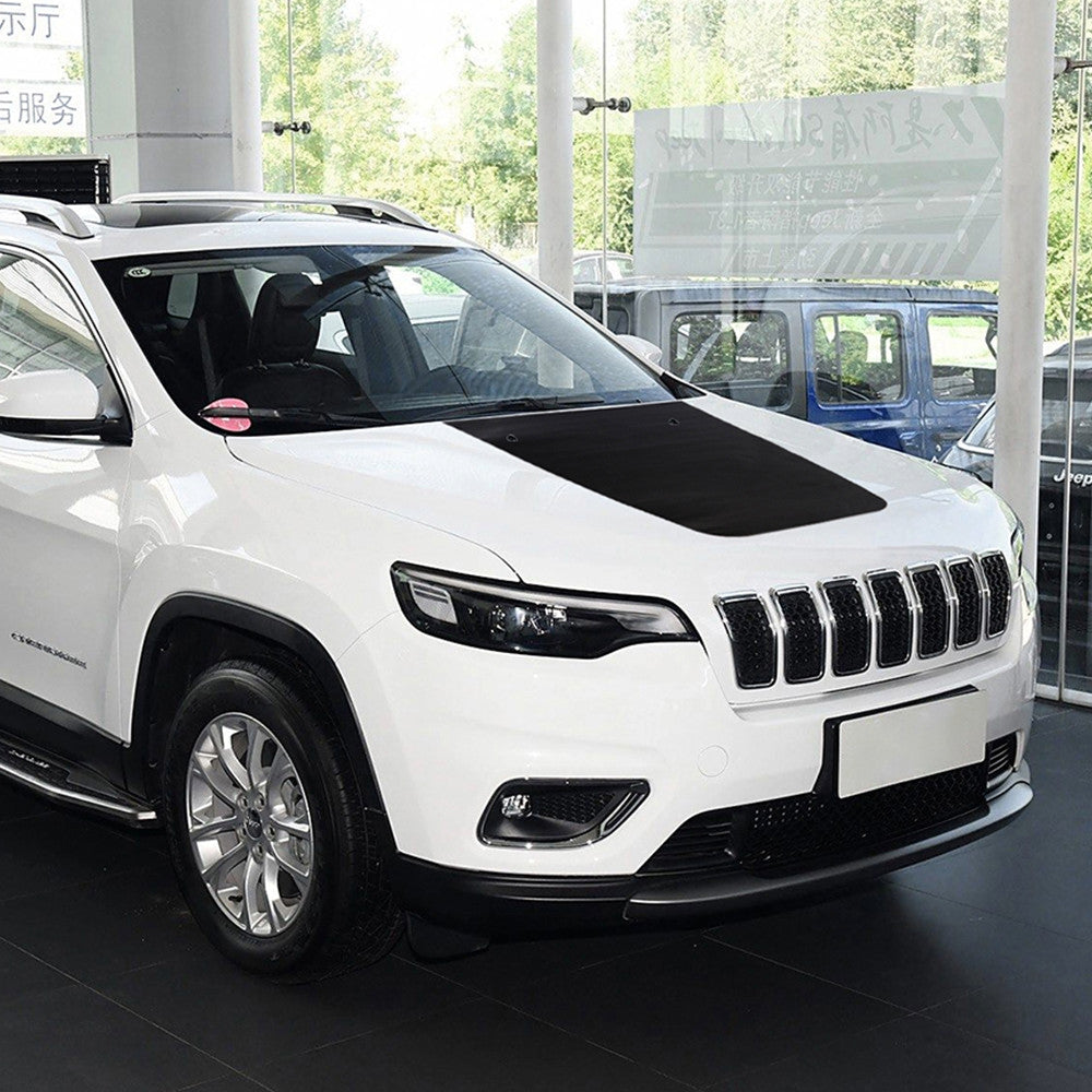 Matte Black PVC Front Engine Hood Decoration Sticker Trim for Jeep Cherokee 14+