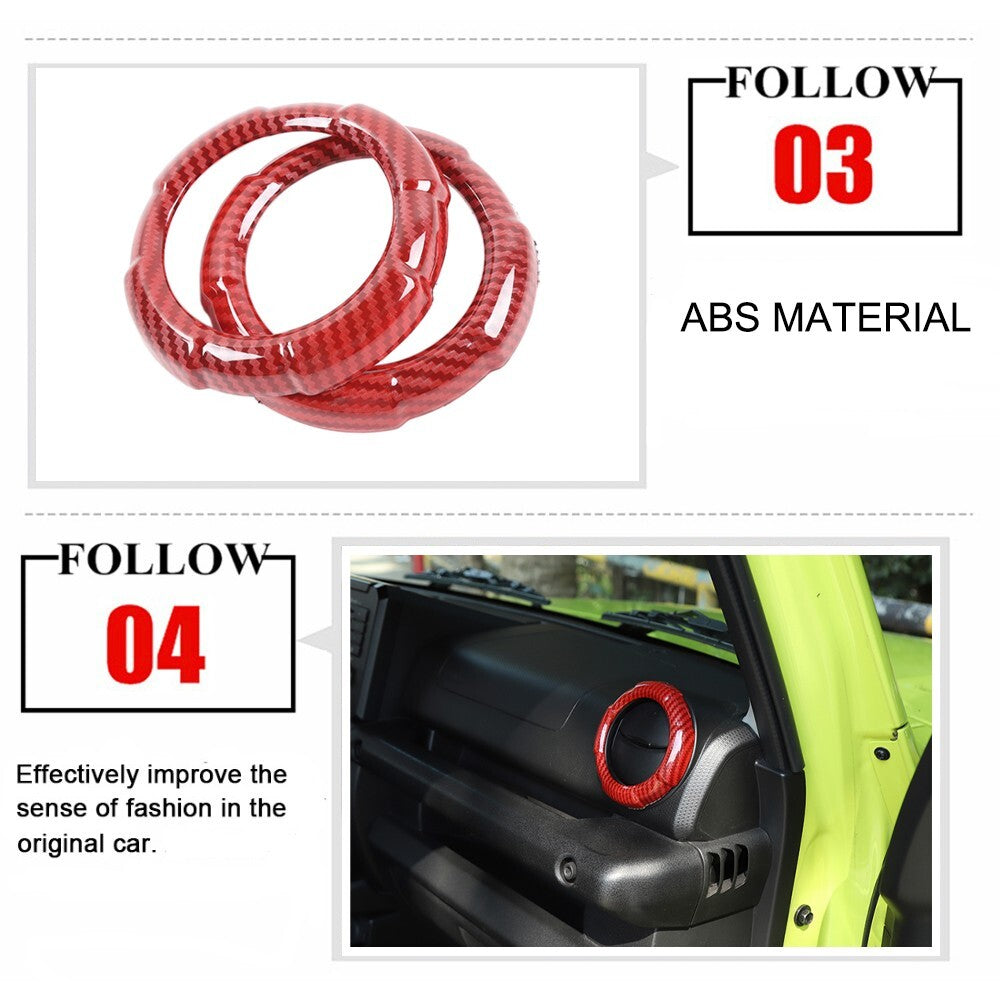 Red Carbon Air Conditioner Vent Outlet Cover Trim for Suzuki for Jimny 2019-2023