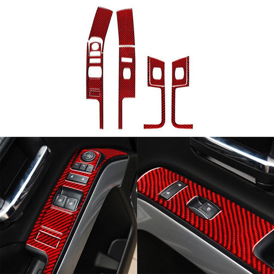 Red Carbon Fiber Window Lifting Control For Silverado for GMC for SIERRA 2014-2018 TypeB