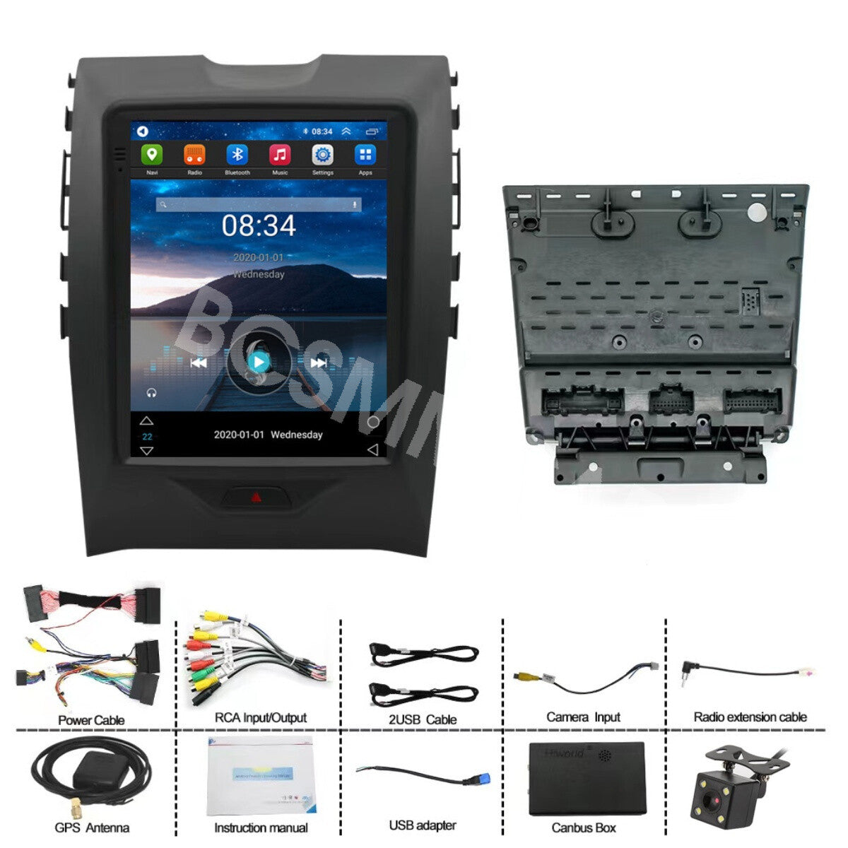 Car MP5 Player GPS Navi Stereo Radio 2+32G Fit for Ford Edge 2015-2022 W/Camera