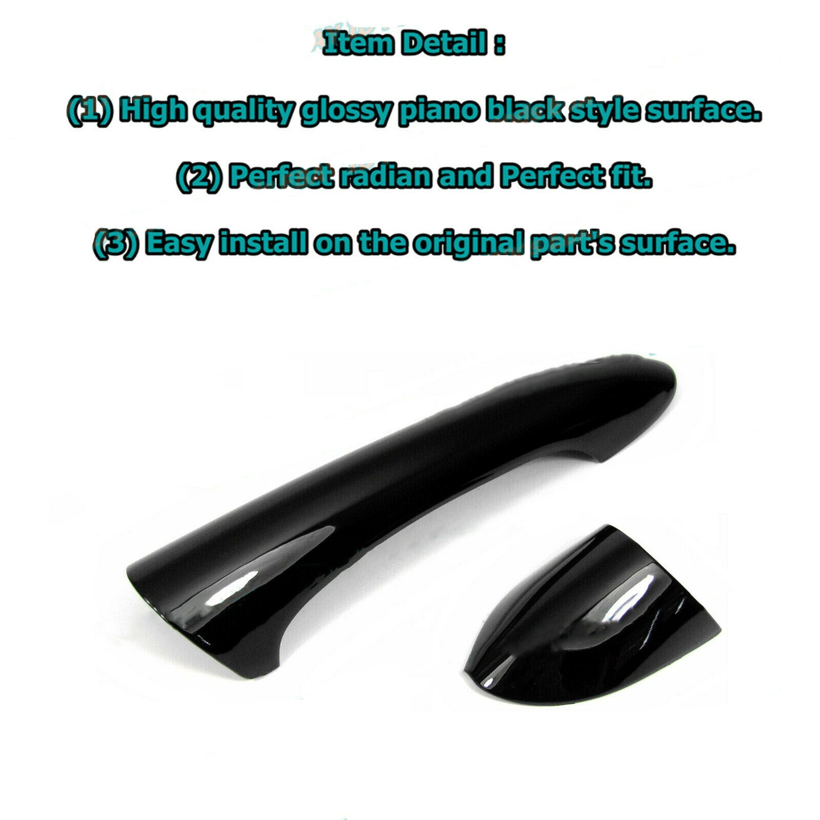 For 11-14 for Hyundai Sonata Glossy Piano Black Side for Smart Door Handle Covers Trims