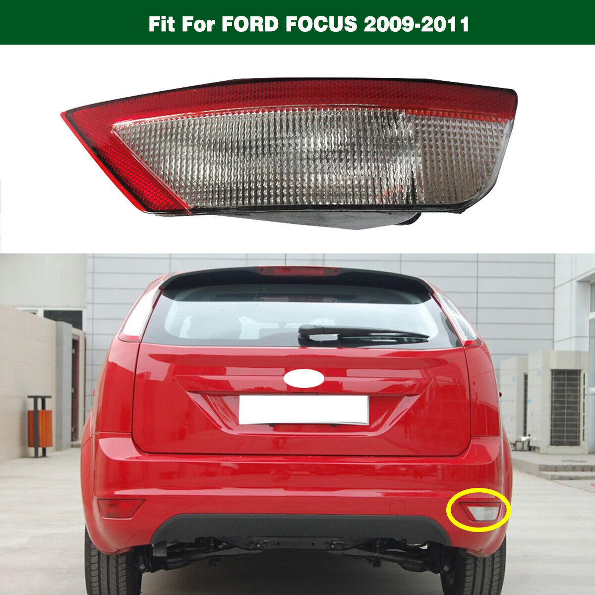 Right Rear Bumper Fog Light Tail Fog Lamp Fit for Ford Focus 2009-2011 Hatchback