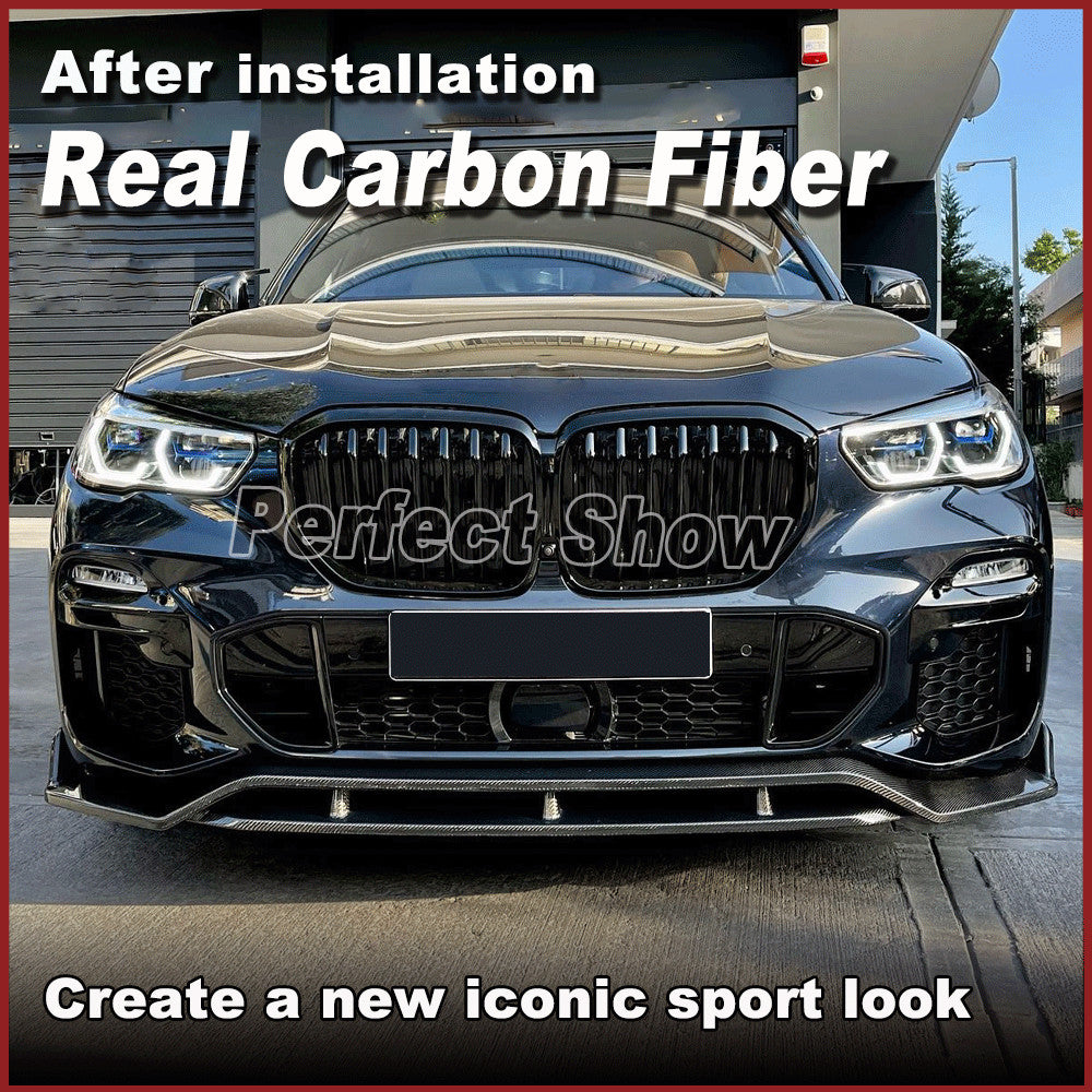 Fit for BMW X5 G05 M-Sport Bumper 2019-2021 REAL Carbon Front Chin Lip Spoiler