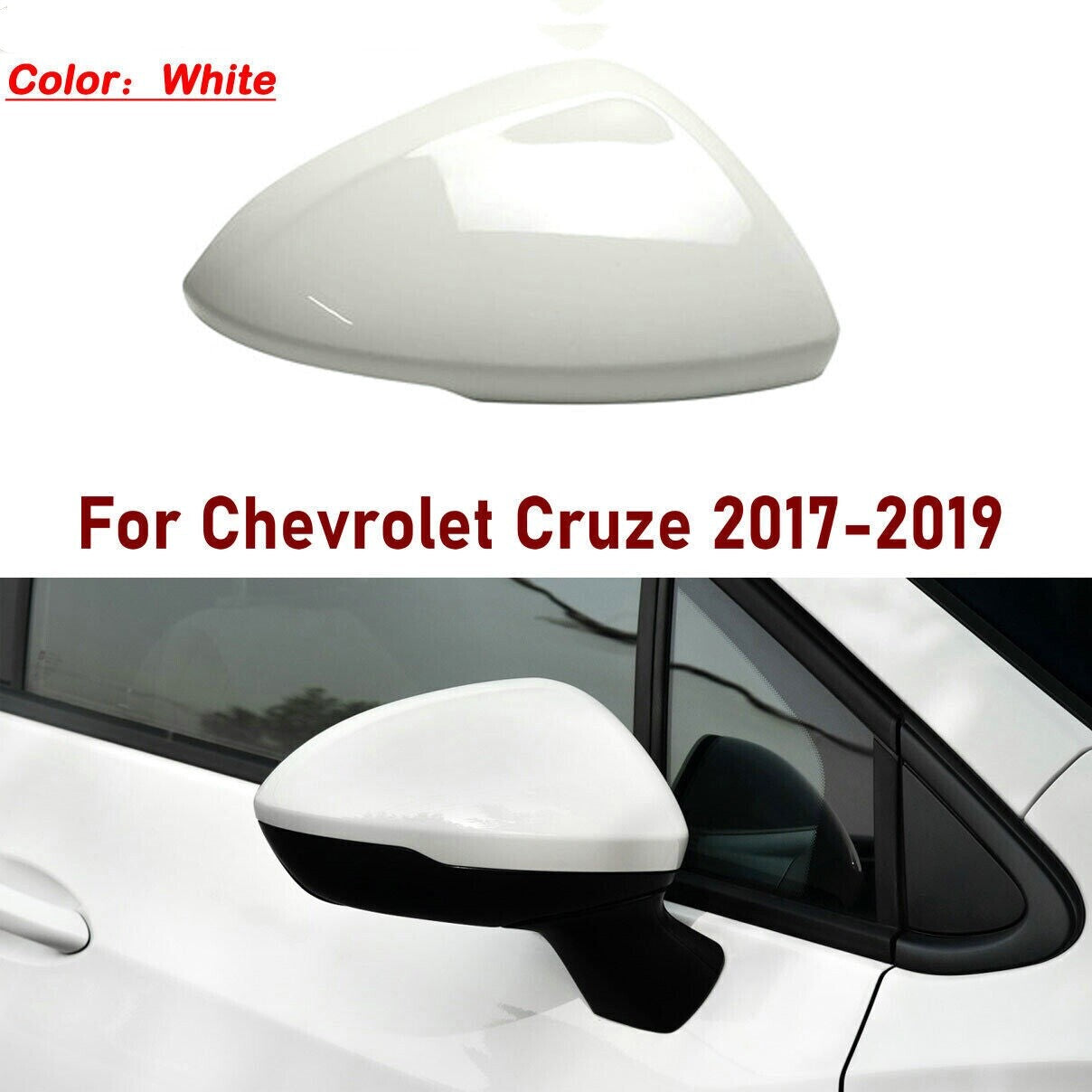 For 2017-2019 for Chevrolet for Cruze Car Right Side Mirror Shell Cap White