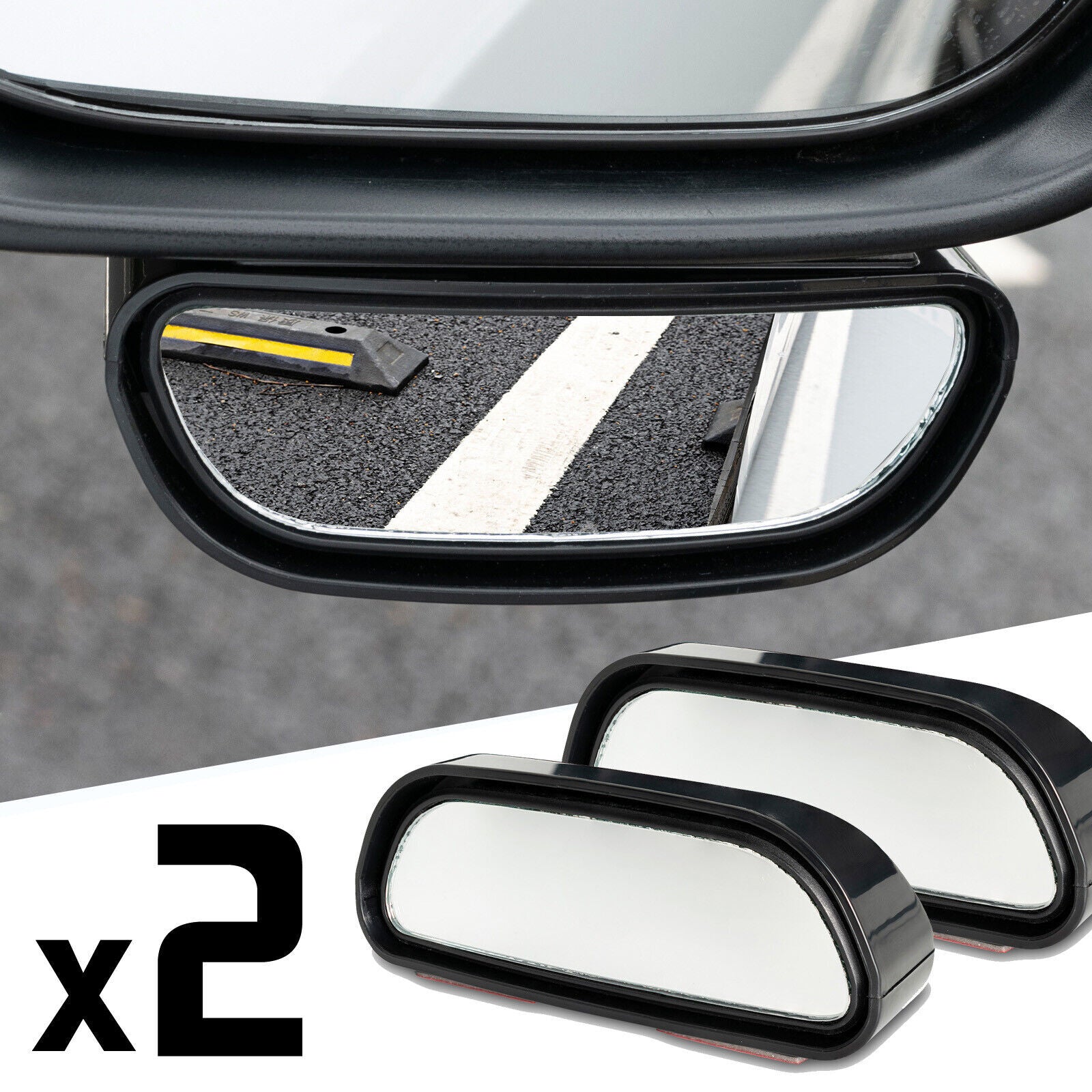 2-piece panoramic blind spot side mirror sticks with 360-degree wide-angle trailing effect