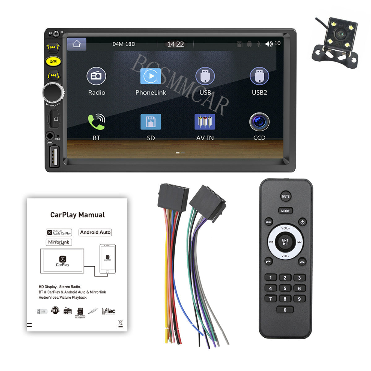 For Apple Carplay Car Radio Android Auto Touch Screen Stereo Bluetooth 7in 2Din