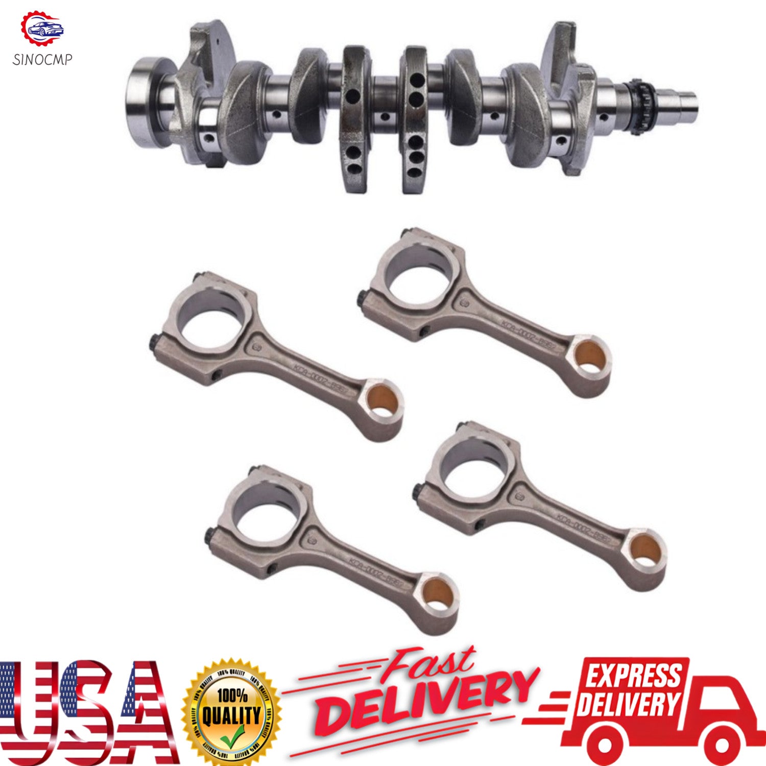 Engine Crankshaft 23110-2B610 w/ 4Pcs Connecting Rod OE 23510-2B000 for Hyundai