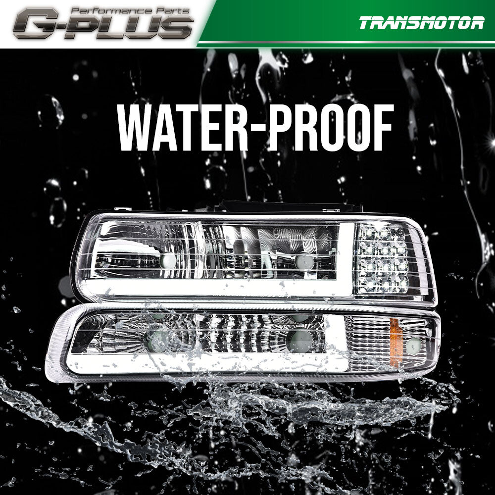 LED DRL headlights + fog lights suitable for Chevrolet SILVERADO 99-02 and TAHOE 00-06 models.