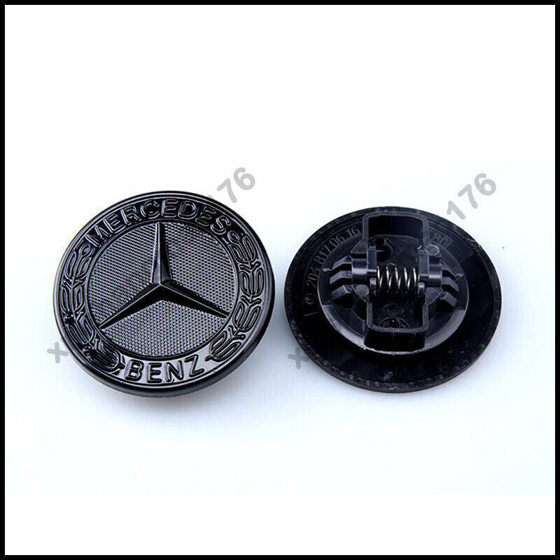For MB S Class W221 W222 2007-2018 57mm Front Hood Emblem GLOSS BLACK Star
