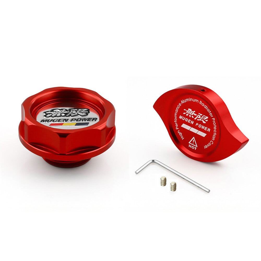 Red JDM Aluminum Racing Engine Oil Filler Cap+ Radiator Cap for Honda for Acura