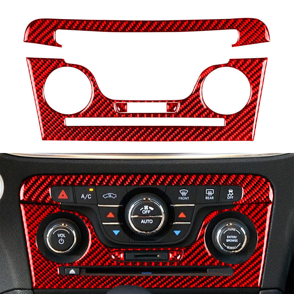 4 Pcs Carbon Fiber ConsoleCD AC Panel Cover Trim for Dodge Charger 2011-2014