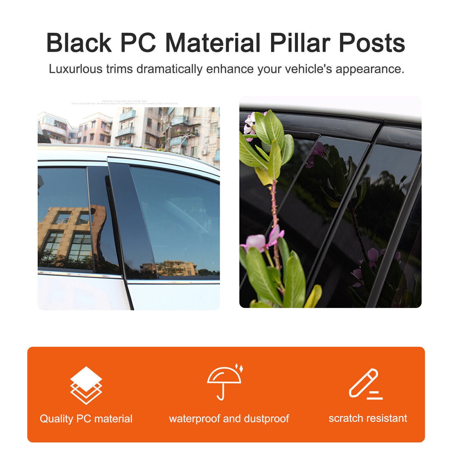 Piano Black Pillar Post Door Window Molding Strip Trim for Nissan Armada 2005-15