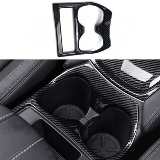 for Nissan Rogue 2014-2020 Carbon Fiber Central Console Water Cup Frame Cover 1X