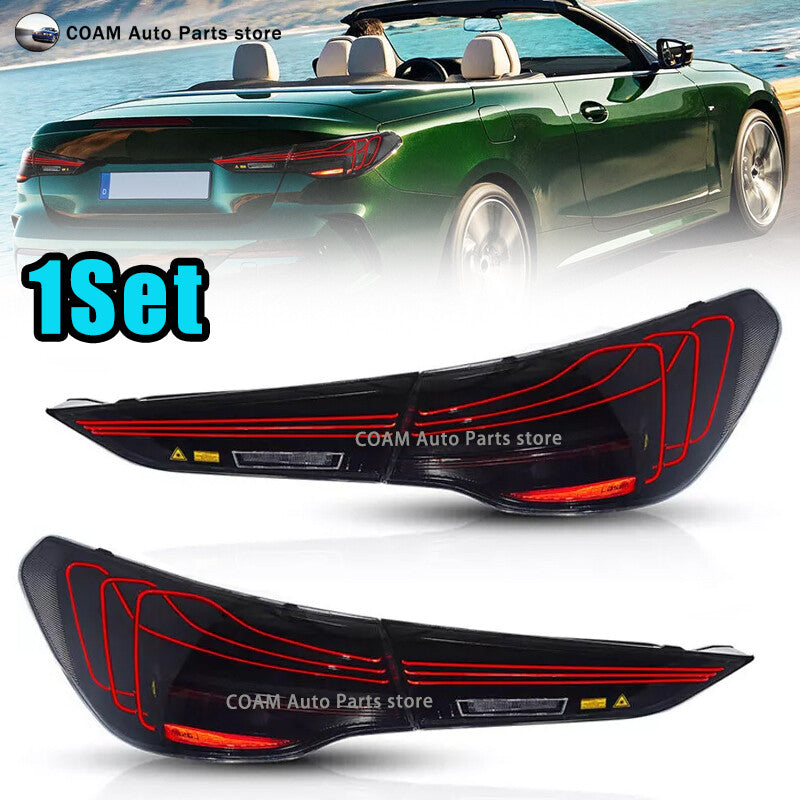 Smoked LED CSL taillight kit for 2020-24 for BMW 4 Series G22 G23 G26 with sequential order.