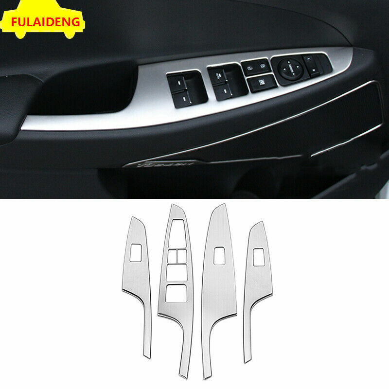 4Pcs for Hyundai for Tucson 2015-2019 Silver Car Window Switch Lift Panel Cover Trim