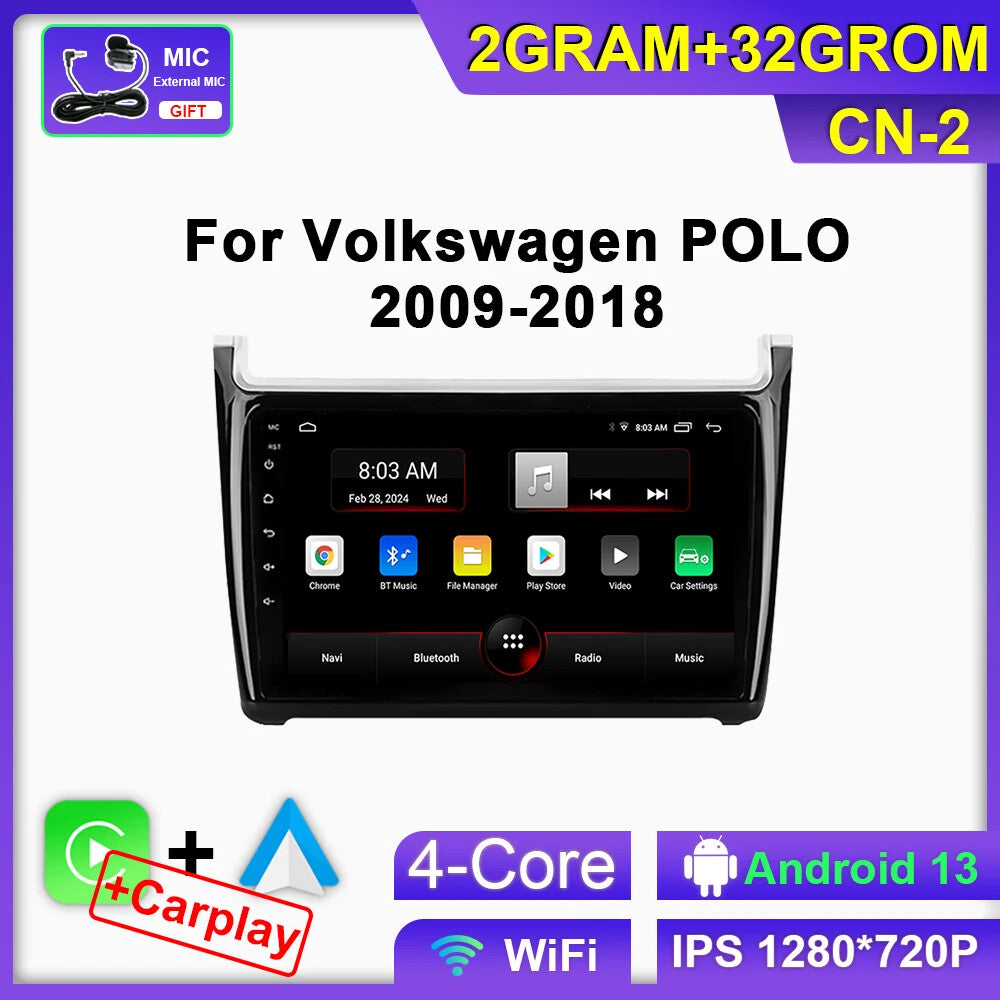 Android Car Radio for Volkswagen POLO 5 Sedan 2009-2018 Auto GPS CarPlay Player