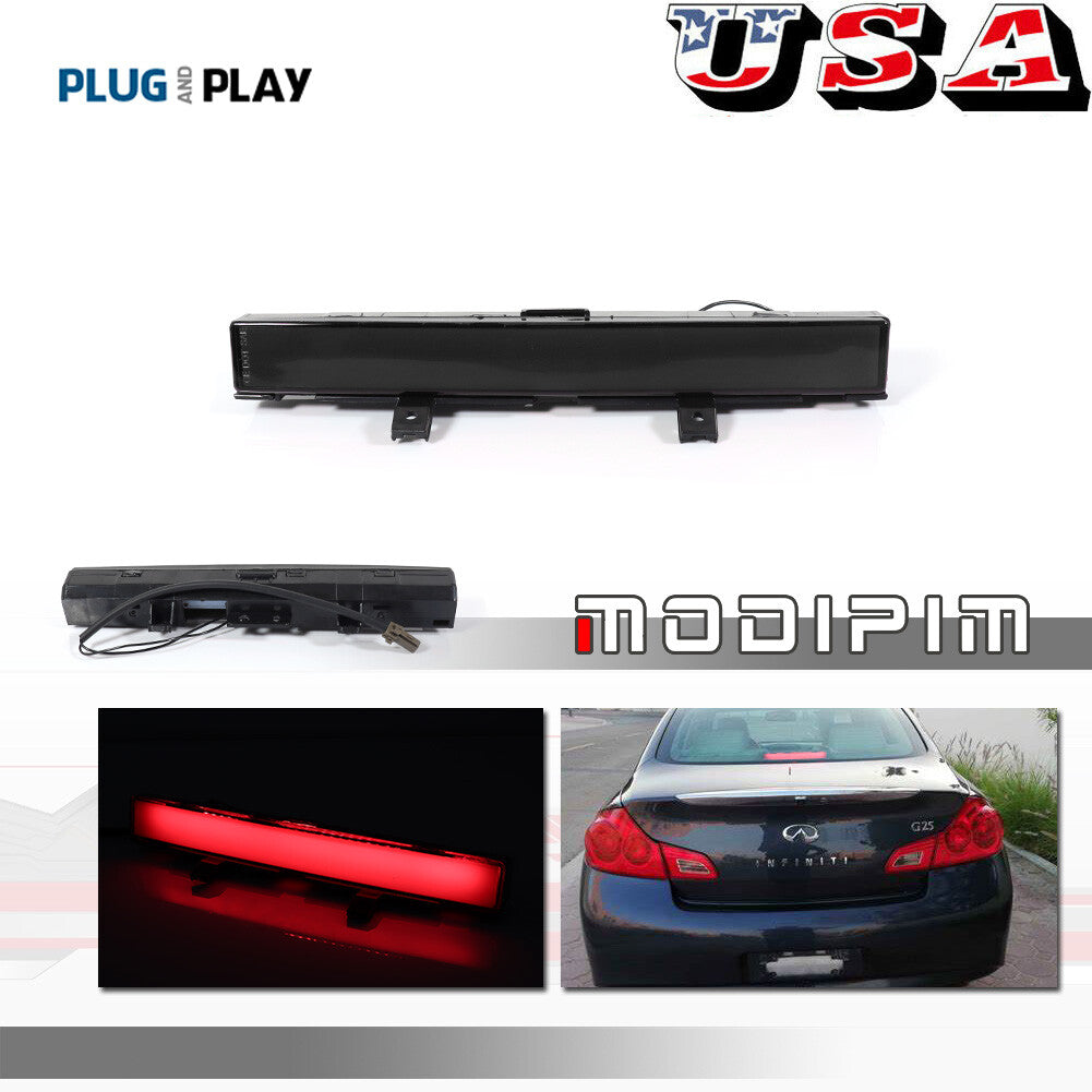Suitable for 2007-2013 for INFINITI G25 G35 G37 smoked high-mount stop third brake taillights.