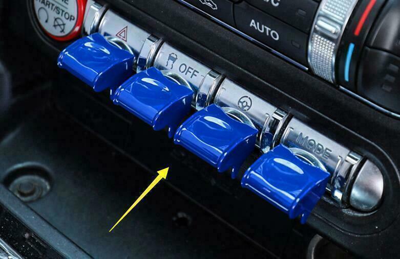 Painted Blue Central Console Aircraft Button Trim Fit for Ford for Mustang 2015-2021