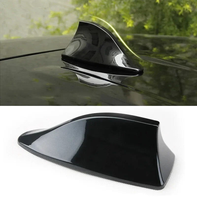 Black General Roof Shark Fin Antenna Cover Sticker Enhanced Radio Signal Base