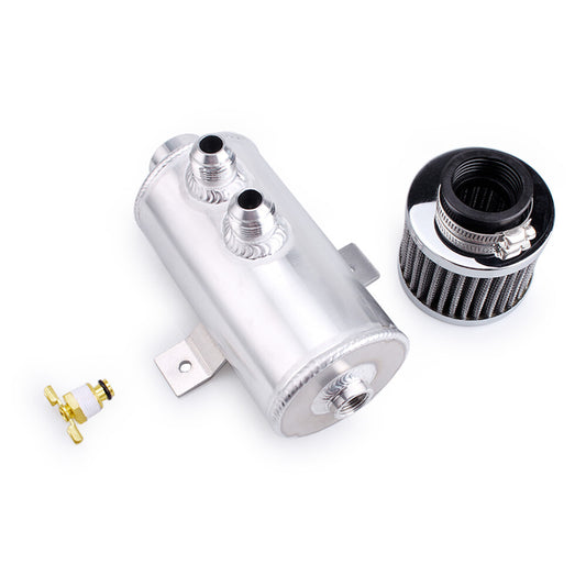 Aluminum Oil Catch Can Reservoir Tank W/ Breather Filter Baffled Polished