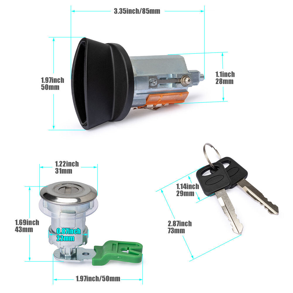 Door Lock Cylinders Ignition Switch w/ Keys for Ford E150/250/350 1996-2008