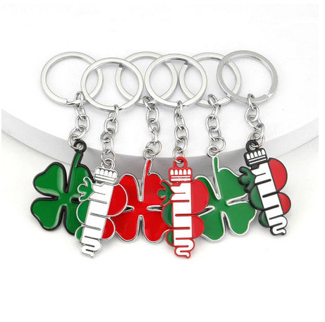 Silver Italian flag keychain/metal key ring for Alfa Romeo Giulietta Giulia Mito
