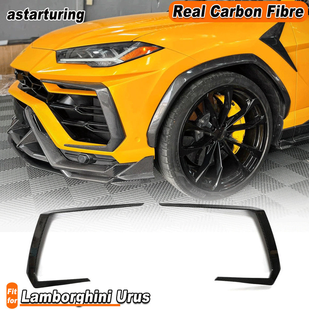 for Lamborghini Urus 2018-2021 Real Carbon Front Bumper Canards Fins Vent Cover