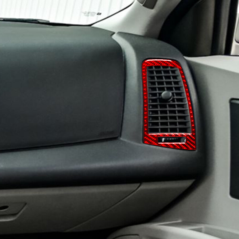 Red Carbon Fiber LR Air conditioner outlet Sticker Trim for Cadillac CTS 2003-07