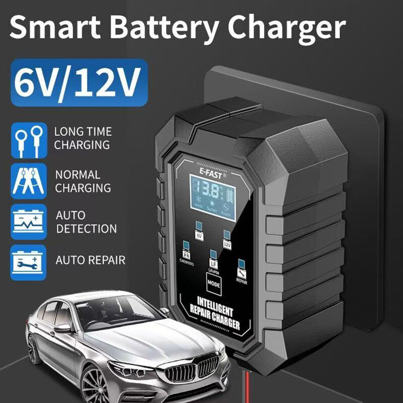 Car Battery Charger Automatic Pulse Repair Charge for Lead-Acid Lithium US Plug