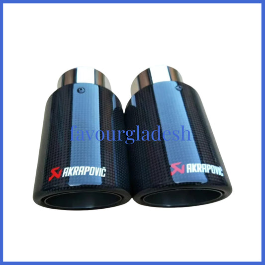 2Universal Akrapovic Glossy Carbon Fiber Exhaust Muffler tip Tail pipe 63-101mm