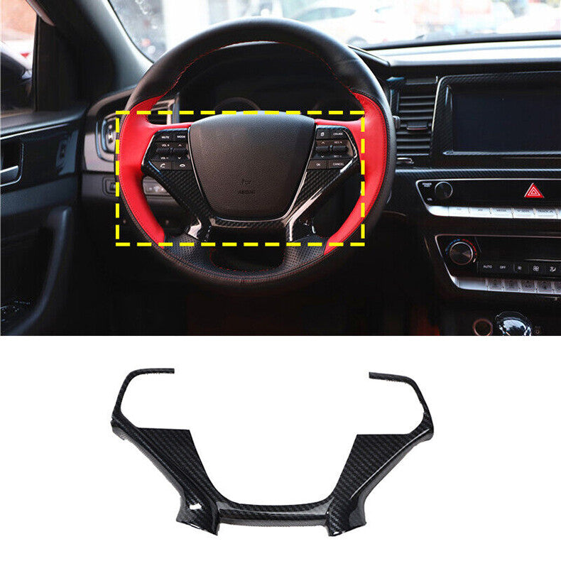 for Hyundai Sonata 2015-2019 Carbon Fiber Steering Wheel Button Frame Cover Trim