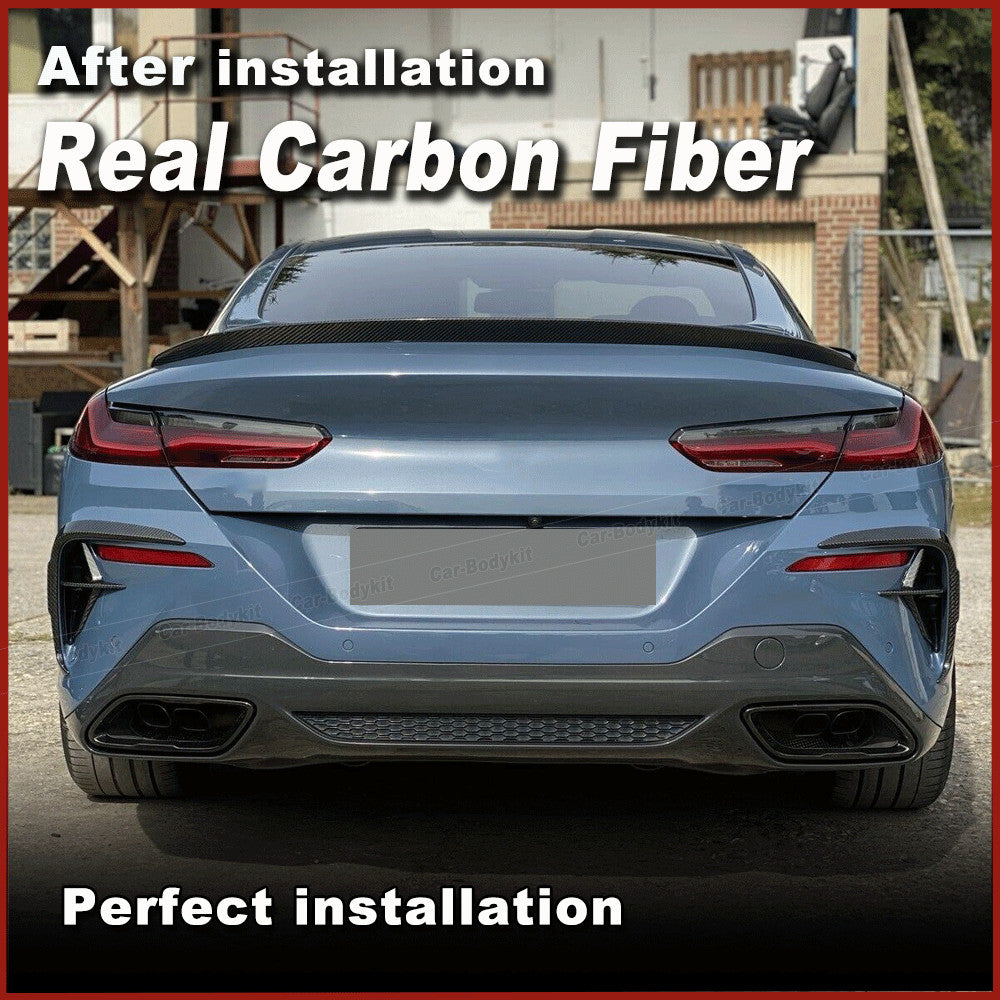 for BMW 8 Series G14 G15 M850i Dry Carbon Fiber Rear Bumper Fins Splitter Canard